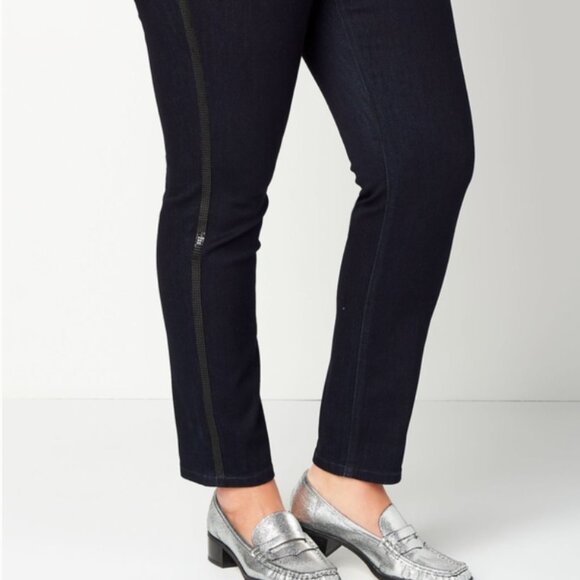 NEW! CJ Banks Tuxedo Stripe Jeans 20WP - Picture 1 of 10